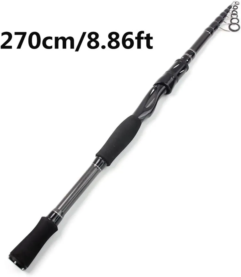 Fishing Rod Carbon Shock Absorbing Spinning Rod Ultra Light Short Section Fishing Pole for Saltwater & Freshwater Fishing(2.7m)