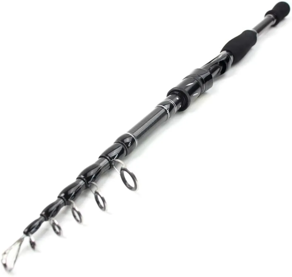 Fishing Rod Carbon Shock Absorbing Spinning Rod Ultra Light Short Section Fishing Pole for Saltwater & Freshwater Fishing(2.7m)
