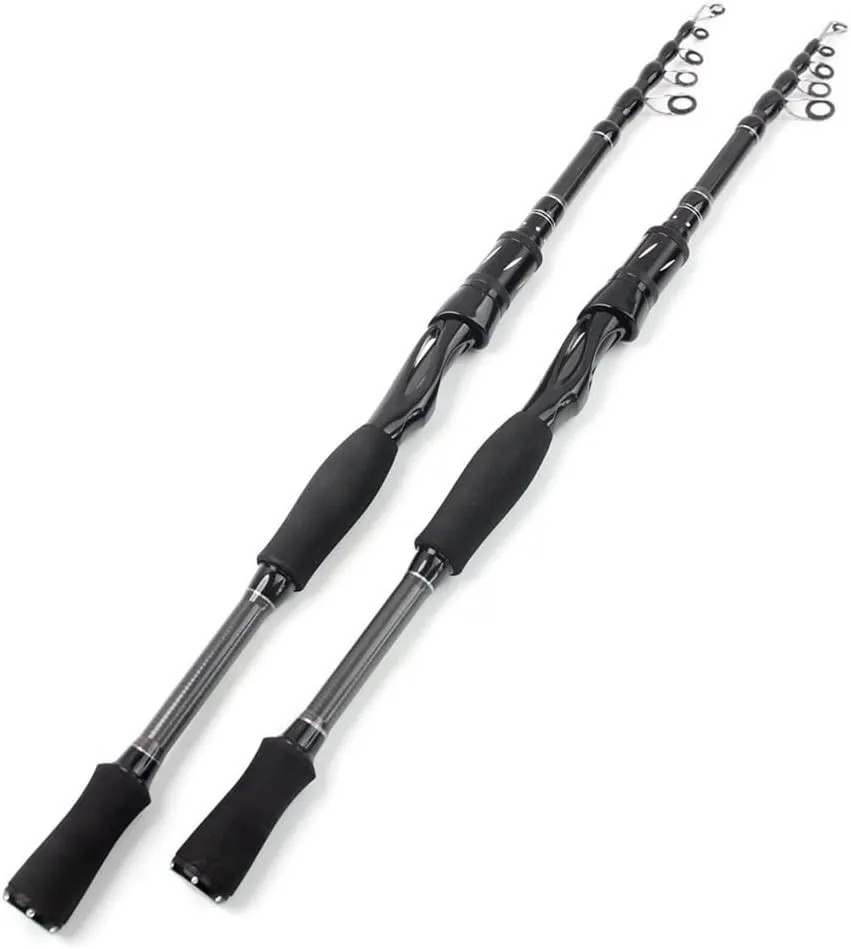 Fishing Rod Carbon Shock Absorbing Spinning Rod Ultra Light Short Section Fishing Pole for Saltwater & Freshwater Fishing(2.7m)