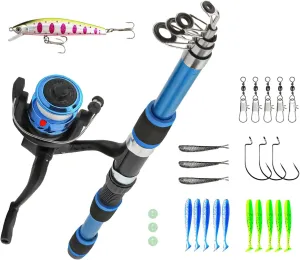 Fishing Rod - Fishing Kit for Kids | Kids Fishing Pole | 1.8m Telescopic Fishing Rod Reel Combo | Kids Fish Equipment | Small Dock Gear Kit | Youth Fish Set | Tackle Starter Set for Boy, Girl