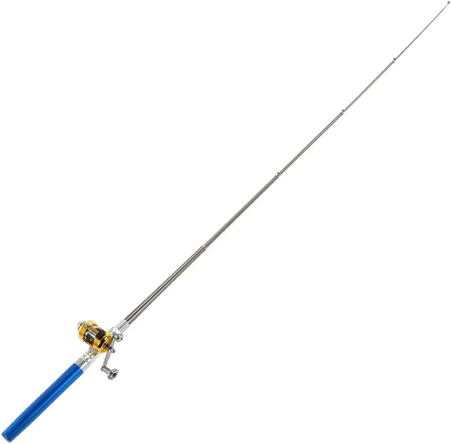 Fishing Rod Reel Combo Set Mini Telescopic Portable Pocket Pen Fishing Rod Pole and Reel Aluminum Alloy Fishing Line Soft Lures Baits Jig Hooks