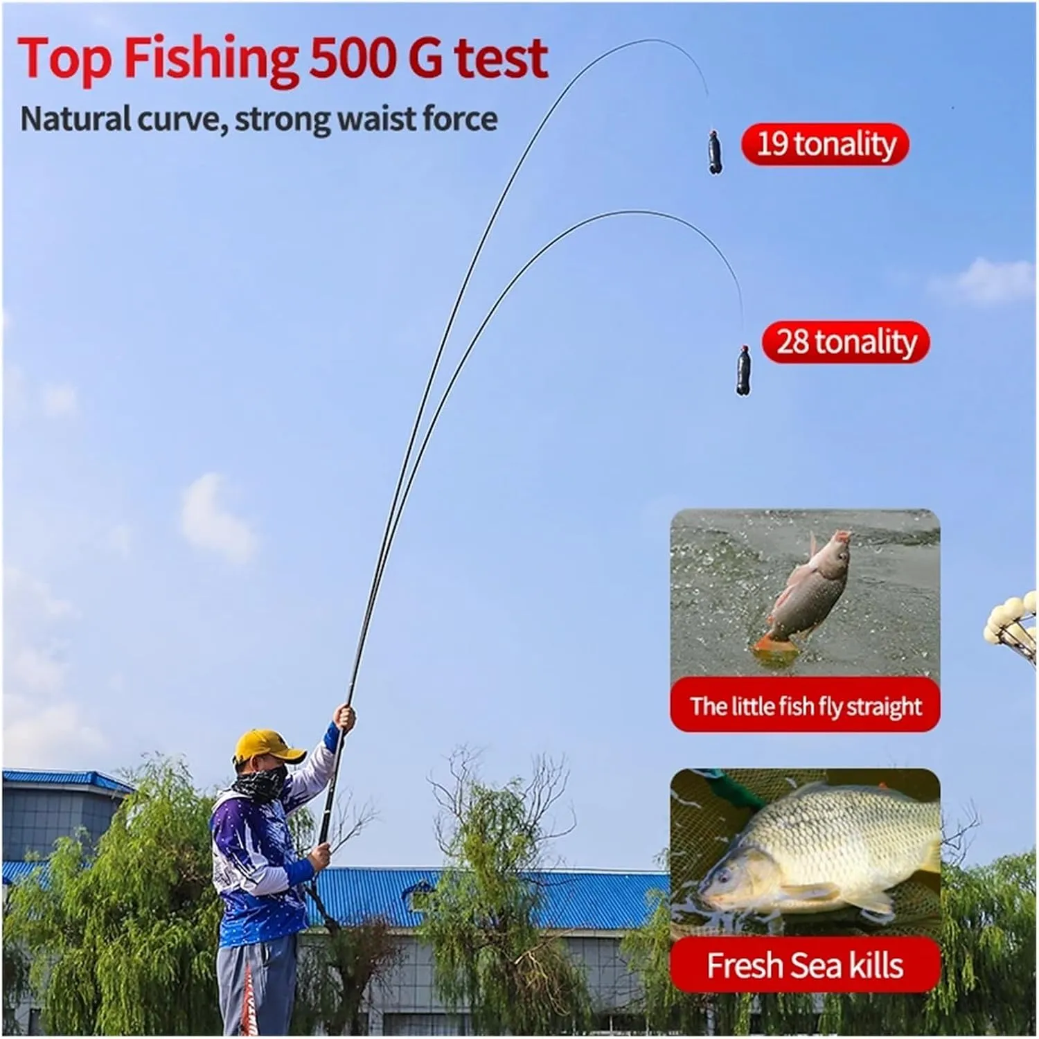 Fishing Rod Super Light Hard Fishing Rod High Carbon Fiber Telescopic Black Handle Stream Pole 2.7M-10M Travel Carp Rod(7.2M)