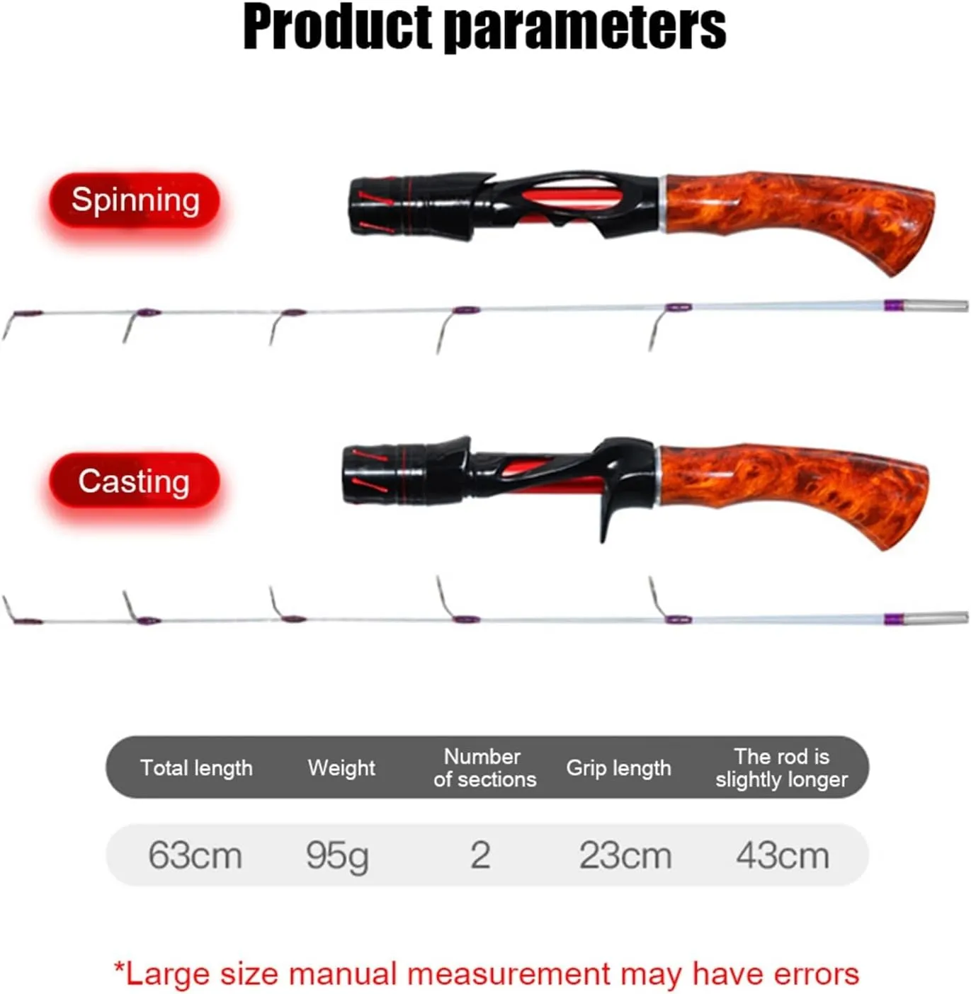Fishing Rod Telescopic Ice Winter Fishing Rod Outdoor Sport Mini Feeder Wooden Handle Fishing Pole Winter Fishing Rod Ice Fishing Reel Travel Fishing Pole
