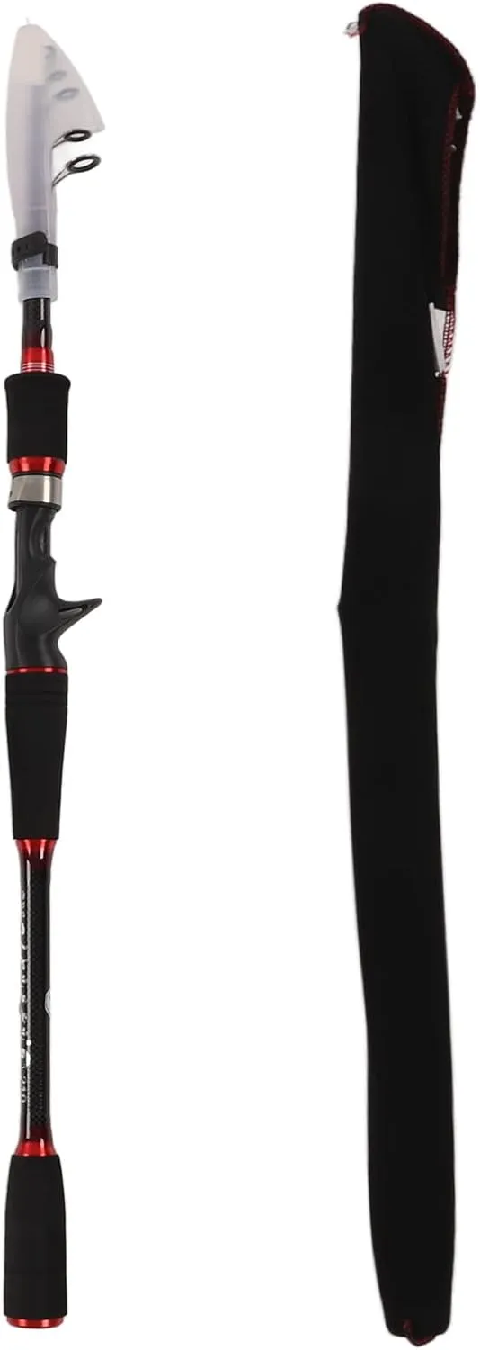 Fishing Rod, Telescopic Lightweight Carbon Fiber Casting Fishing Pole with Stainless Steel Swivel Guide for Bass Trout Fishing