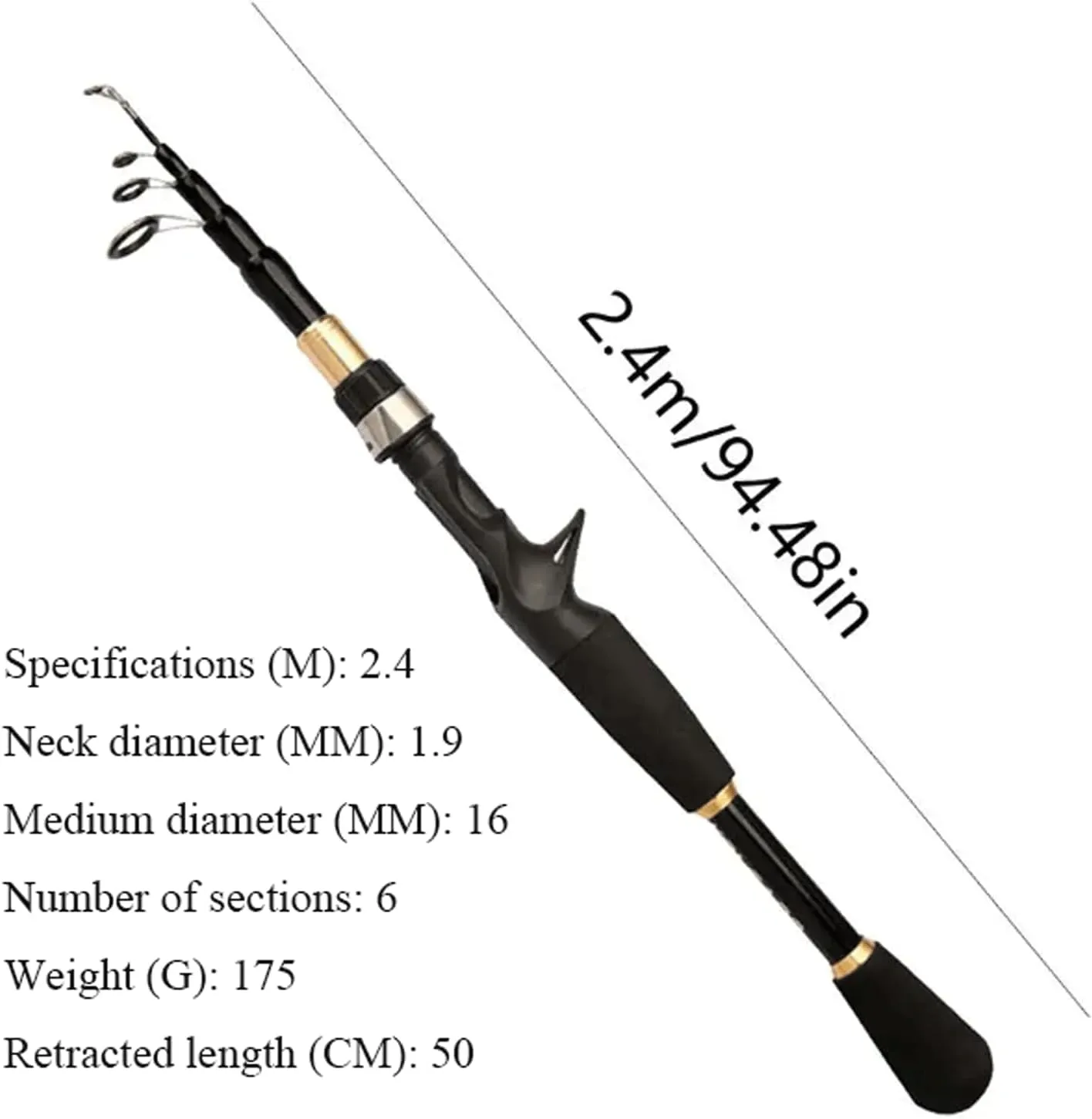 Fishing Rods 2.4M Telescopic Fishing Pole Casting Rod Travel Fishing Rod Casting Fishing Rod Long Range Bait Fishing Accessories