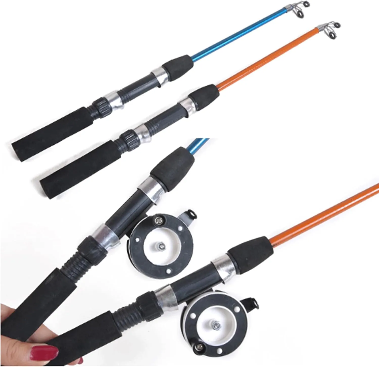 Fishing Rods Mini Fishing Rod 2 Pcs Combo Small Reel Wheel Portable Telescopic Pole Foldable Ice Boat Kids Outdoor Stream Fishing Accessories