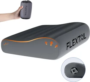 FLEXTAILGEAR Inflatable Camping Pillow, Ultralight Travel Pillows for Airplanes, Hiking, Road Trip, Office - Neck Pillow with Washable Cover & TPU Bladder - Perfect for Neck Lumbar Support