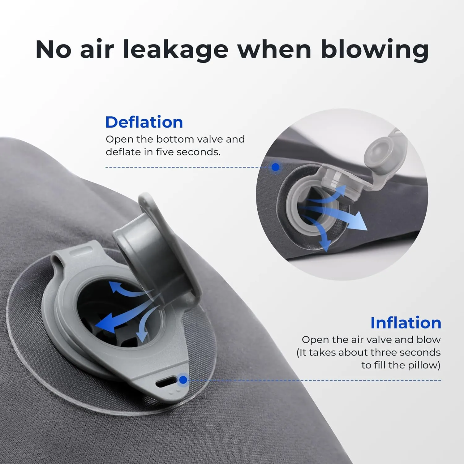 FLEXTAILGEAR Inflatable Camping Pillow, Ultralight Travel Pillows for Airplanes, Hiking, Road Trip, Office - Neck Pillow with Washable Cover & TPU Bladder - Perfect for Neck Lumbar Support