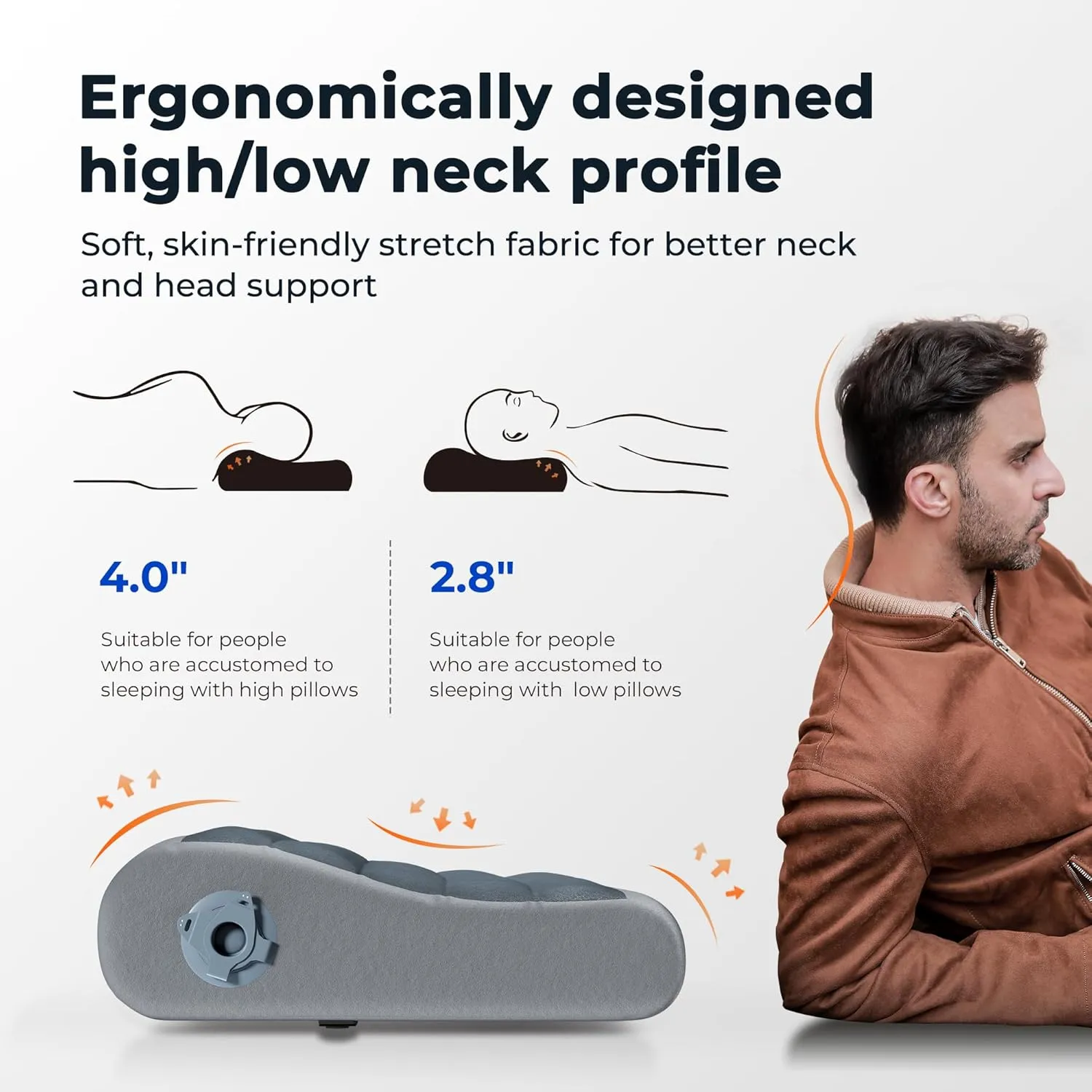 FLEXTAILGEAR Inflatable Camping Pillow, Ultralight Travel Pillows for Airplanes, Hiking, Road Trip, Office - Neck Pillow with Washable Cover & TPU Bladder - Perfect for Neck Lumbar Support