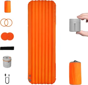 FLEXTAILGEAR Portable Sleeping Pad with Electric Air Pump, 5.6 R-Value Self Inflating Sleeping Pad, Ultralight Air Mattress for Camping, Backpacking, Hiking, Travel (Large)