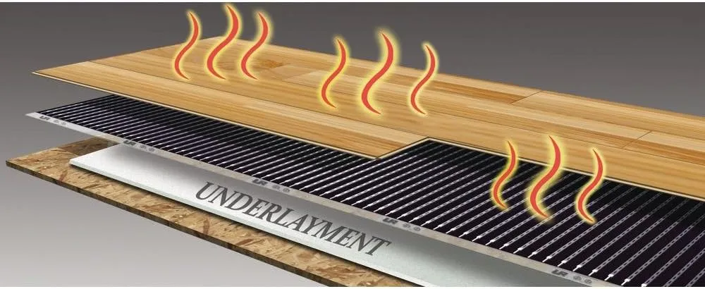 Float QWARM1.5X5F120 Radiant Floor Heating Mat for Below Laminate, Wood, Luxury Vinyl Floating Flooring- Cuttable Mat Size 1.5'x5' 120 Volt (Covers 7.5sf)