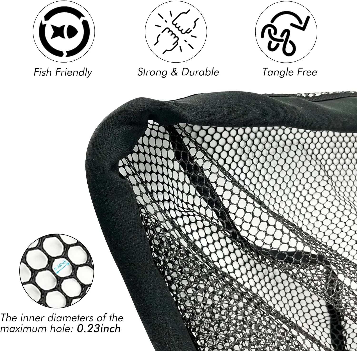 Floating Fishing Net, Fish Landing Net with 360 Degree Adjustable Mesh Head, Foldable Fishing Net Built in Length Scale, Fly Fishing net with Auxiliary Handle, Rubber Coated Net for Trout