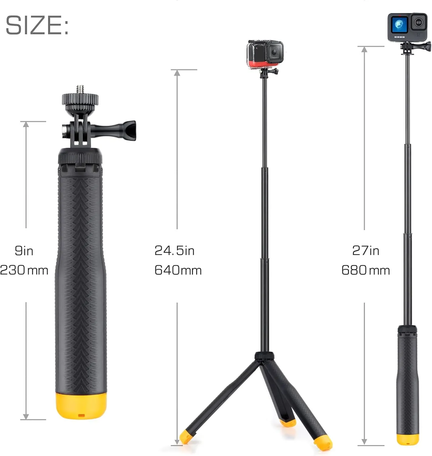 Floating Hand Grip Underwater Waterproof Selfie Stick for GoPro Hero 13 12 11 10 9 8 7 6 5 4 3,Floating Tripod, Hand Grip,Selfie Stick Pole,Tripod Stand, Extended Monopod Go Pro Accessories