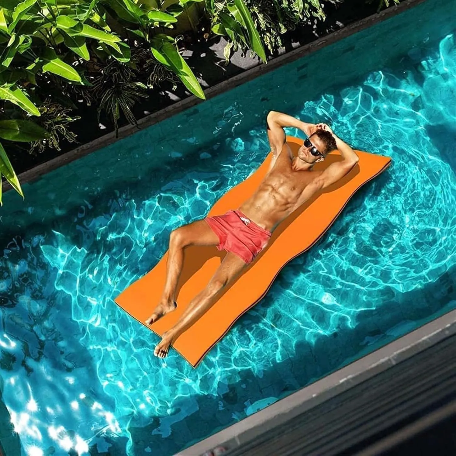 Floating Water Mat, Floating Mat, Tear-Resistant XPE Foam, Large Float Pad, 3-5.5m for Beach, Lake, Pool,Orange(Orange,1.8mx0.9mx3.3cm)