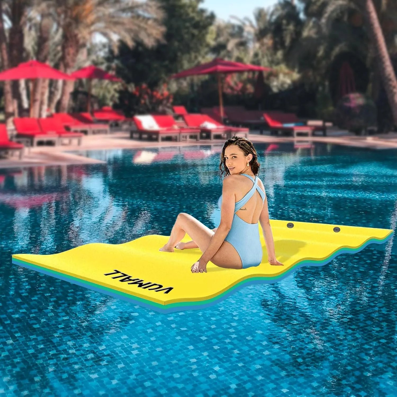 Floating Water Pad Mat, 3-Layer Tear-Resistant XPE Foam Water Floating Mat, Lily Pad for Water Recreation Pool, Lake, Beach, Ocean