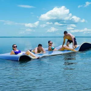 Floating Water pad, Tear-Resistant 3-Layer XPE Foam Floating Island, 12' x 6 Floating Mat with Storage Straps & Rolling Pillow Design for Lakes, Pools &Beach, Holds Up to 882lbs