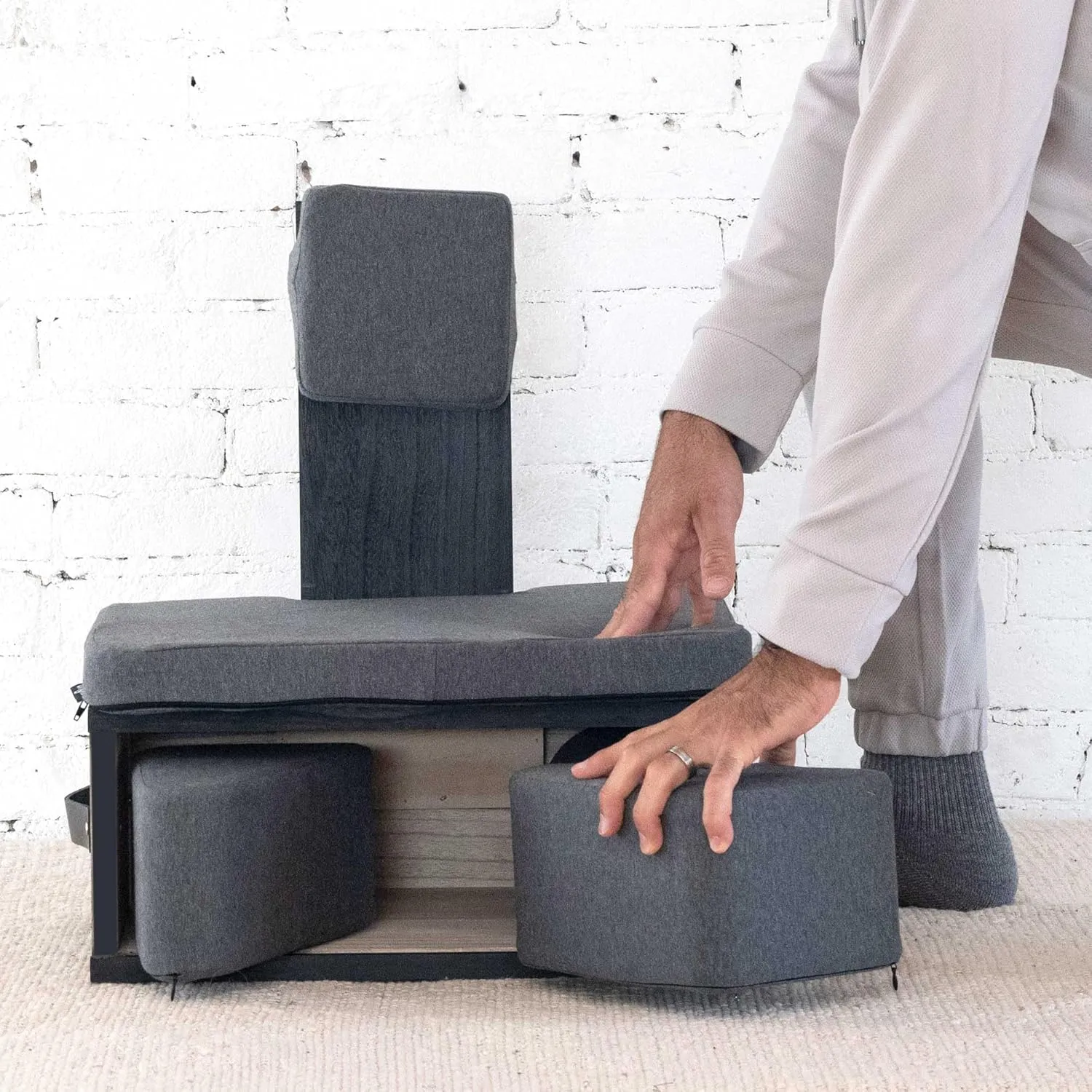 Floor Meditation Chair with Back Support | Posture Seat with Padded Leg Wedges, Foot Pad and Supportive Backrest | Portable Lightweight Meditation Floor Chair