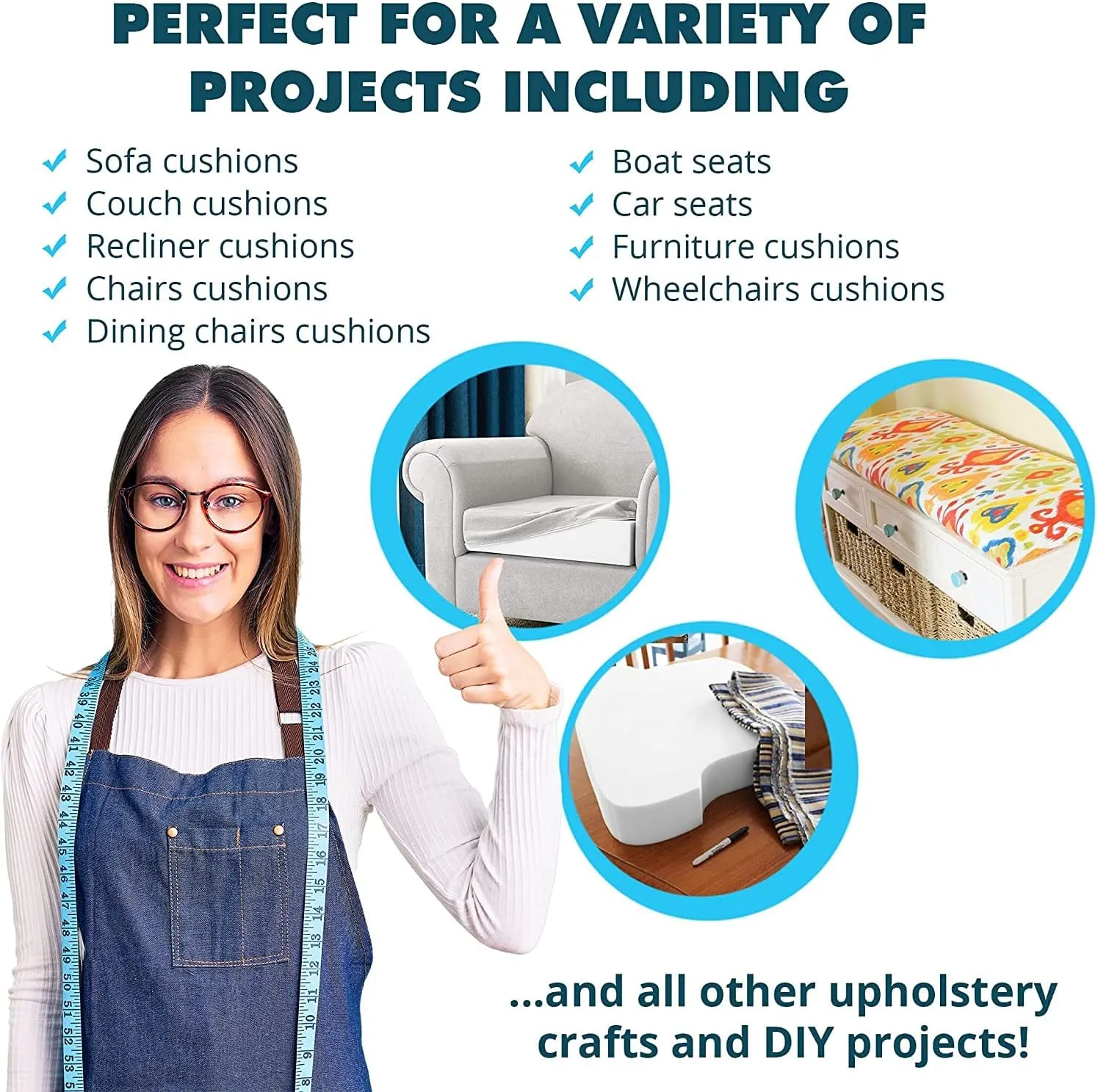 Foamma 5" x 24" x 72" High Density Upholstery Foam, Replacement Couch Cushion, High Density Foam Cushion, Couch Filler Stuffing, Chair, and Upholstery Cushions