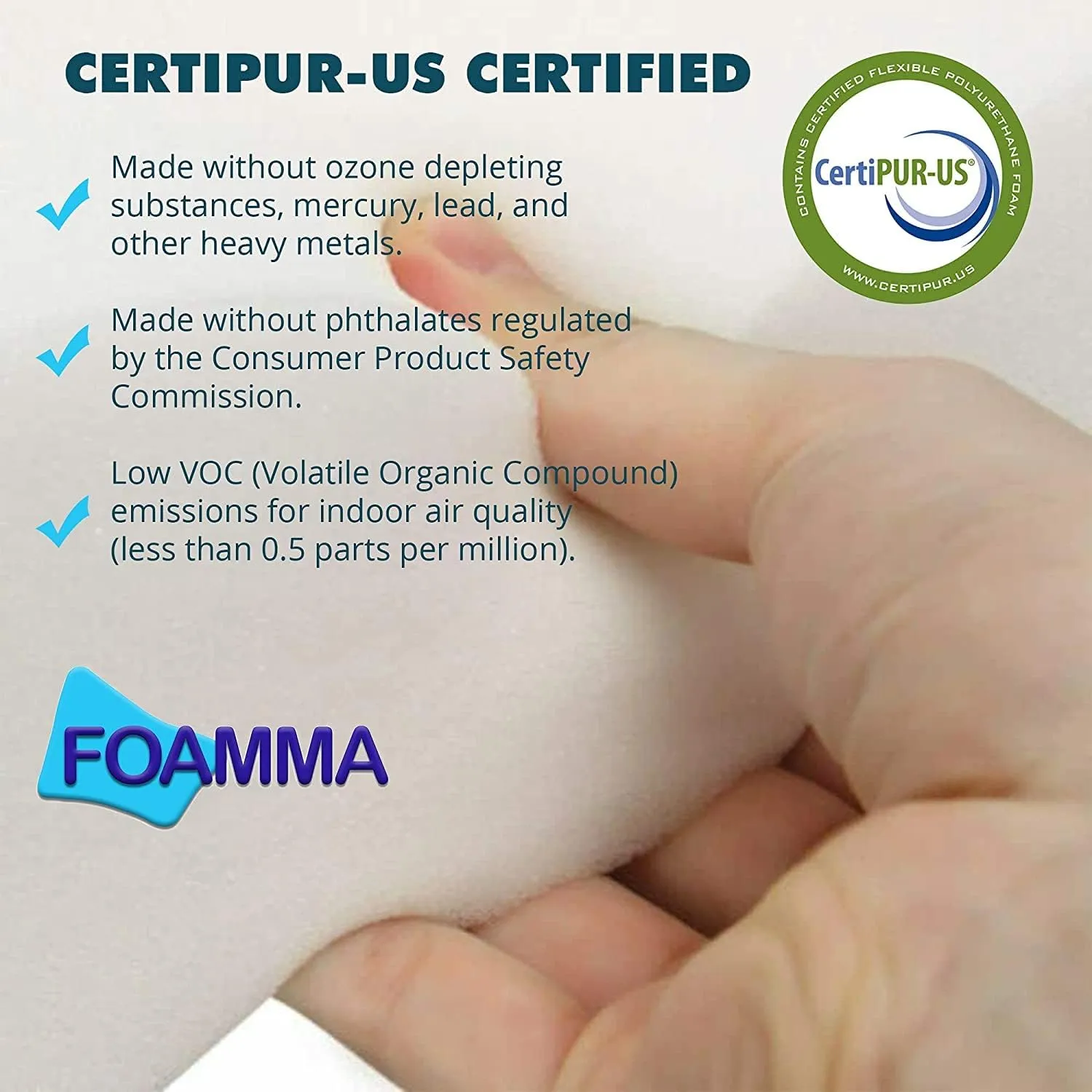Foamma 5" x 24" x 72" High Density Upholstery Foam, Replacement Couch Cushion, High Density Foam Cushion, Couch Filler Stuffing, Chair, and Upholstery Cushions