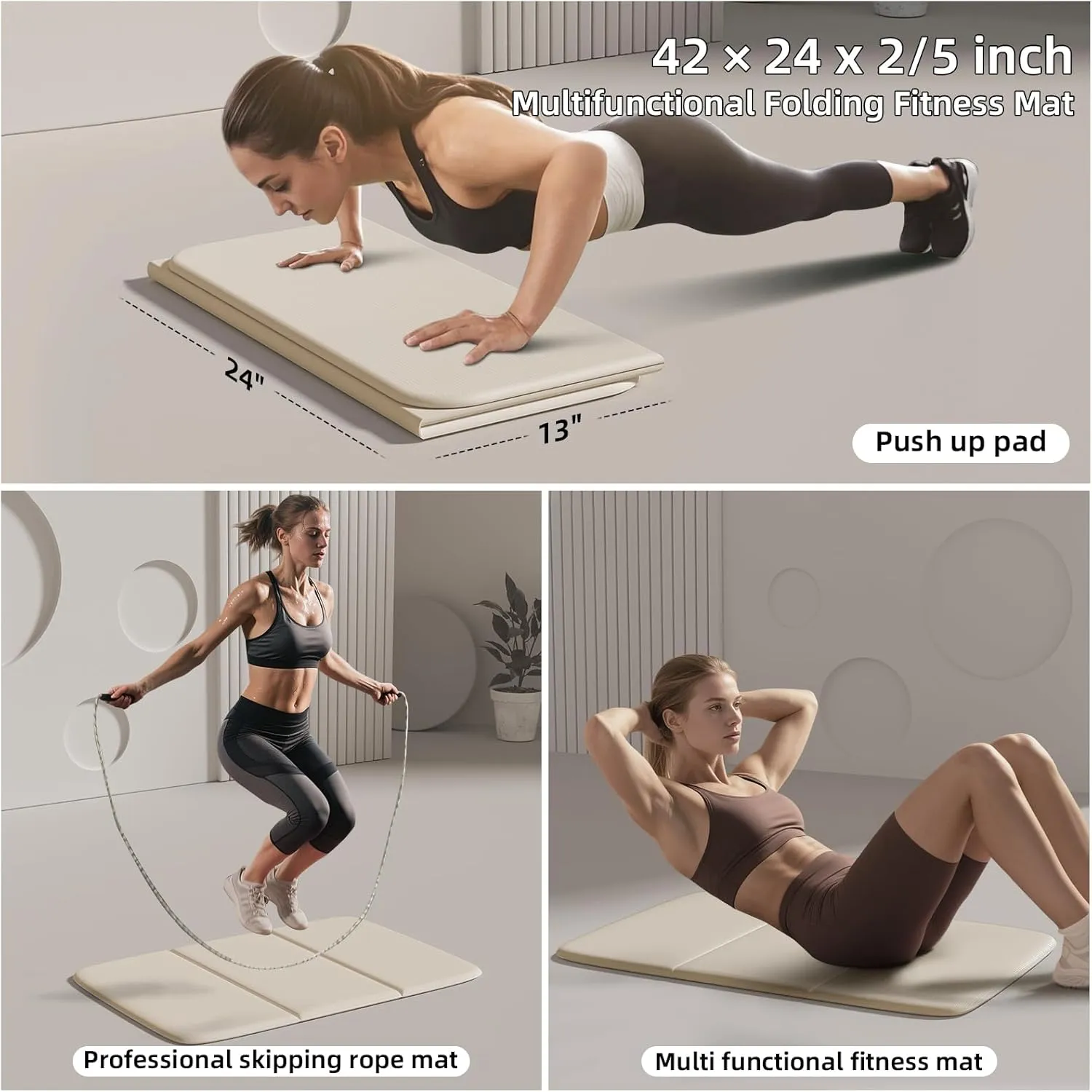 Foldable Exercise & Yoga Pad for Women Kids, 1.0" Thick Eco-Friendly Kneeling Pad & 13"x24" Push Up Mat, Non-Toxic POE Kids Play Mat, Lightweight Gym Cushion for Yoga, Pilates, Home