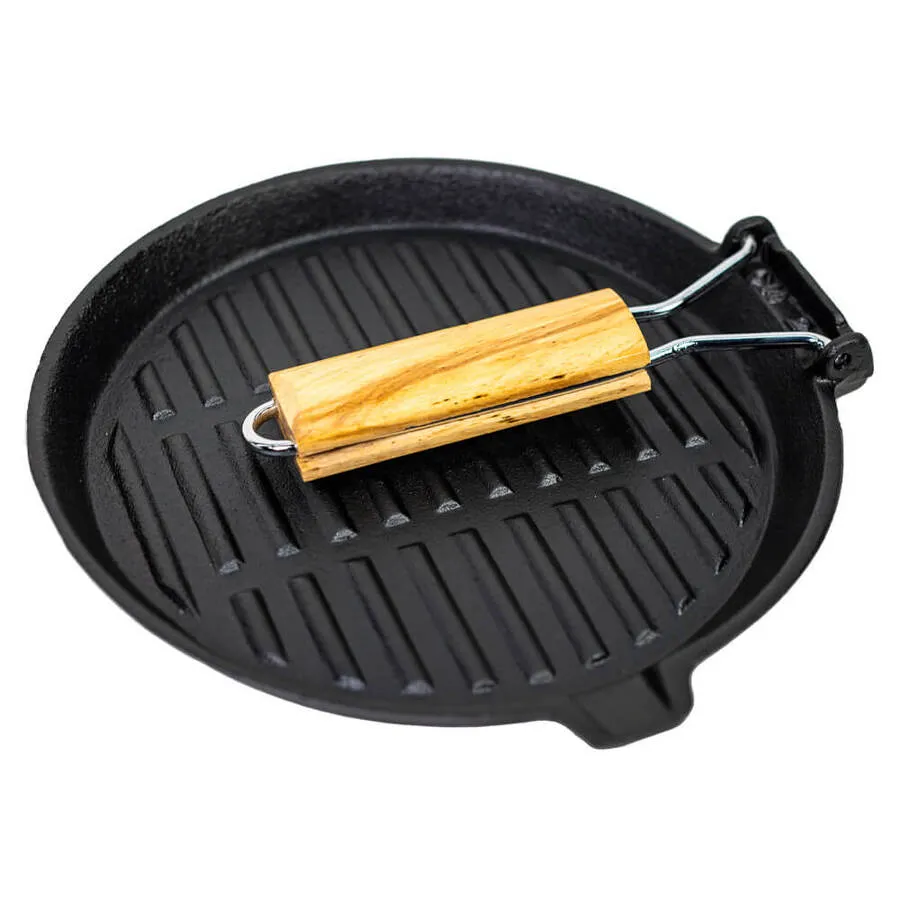 Folding Cast Iron Frypan Preseasoned 240mm Round | Supex