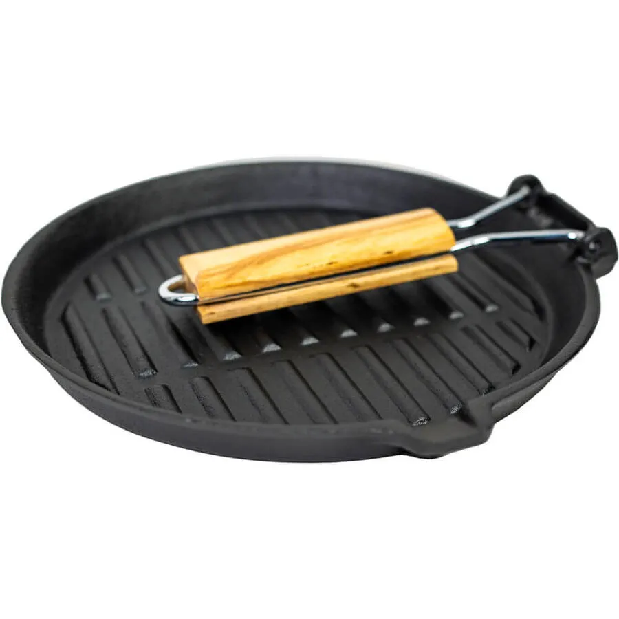 Folding Cast Iron Frypan Preseasoned 240mm Round | Supex