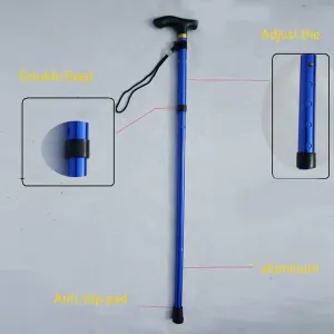 Folding Walking Stick Mountain Trekking Pole Foldable Telescopic Ultralight T-Handle Climbing Equipment Outdoor Portable Backpack Travel Hiking Hiking Male Female Senior Crutch Stick Extendable W