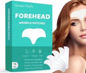 Forehead Wrinkle Patches 12Pcs - Anti Wrinkle Patches | Advanced Forehead Wrinkles Treatment with Aloe, Collagen, and Vitamin E | Face Tape for Wrinkles, White