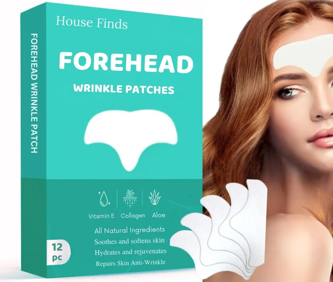 Forehead Wrinkle Patches 12Pcs - Anti Wrinkle Patches | Advanced Forehead Wrinkles Treatment with Aloe, Collagen, and Vitamin E | Face Tape for Wrinkles, White