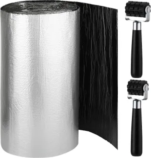 Frienda 200 Mils 70 Sqft Car Heat Sound Insulation Mat with 2 Rubber Roller Automotive Noise Deadening Mat Auto Heat Shield Sound Deadening Self Adhesive for Car Hood Ceiling Door 24 x 425 Inch