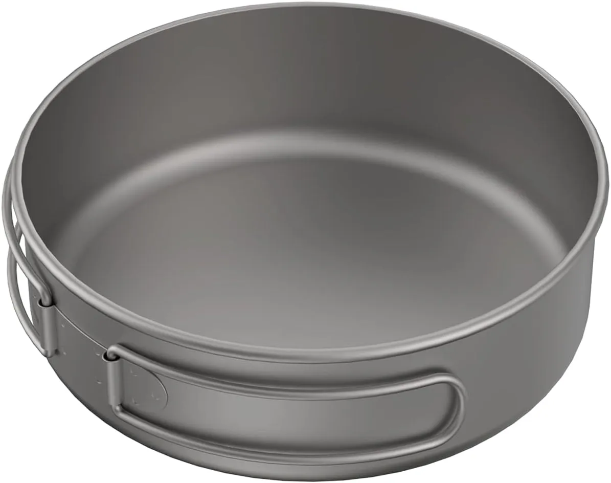 Frying Pan with Folding Handle – 900ML Titanium Camping Frypan, Camping Cookware, Ultralight Good thermal conductivity for Backpacking,Camping,Hiking,Picnic.