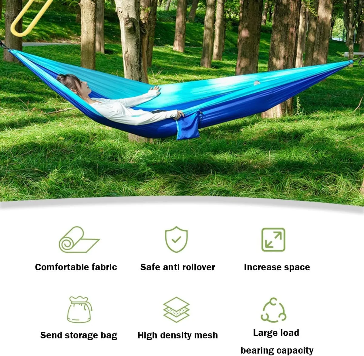 Full Coverage Zippered Portable Anti-Rollover Mosquito net Hammock with Strong Load-Bearing Capacity, Perfect for Backpacking and Hiking(Blue,260 * 140cm)