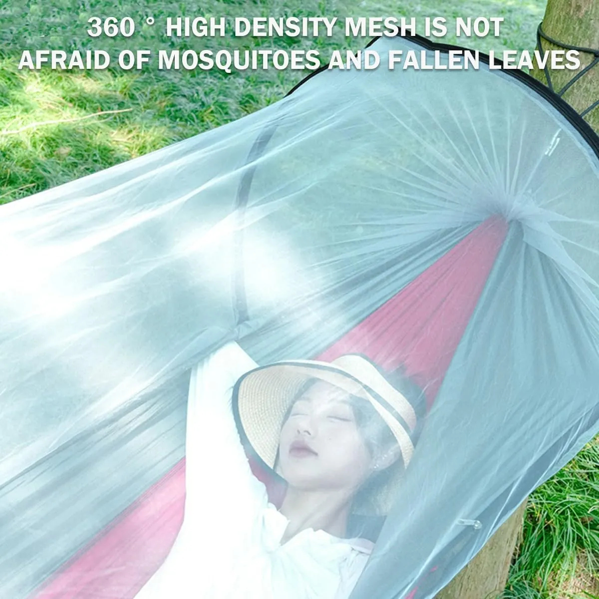 Full Coverage Zippered Portable Anti-Rollover Mosquito net Hammock with Strong Load-Bearing Capacity, Perfect for Backpacking and Hiking(Blue,260 * 140cm)