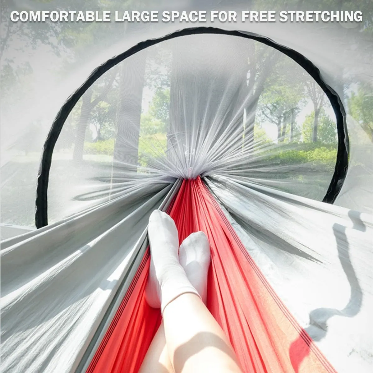 Full Coverage Zippered Portable Anti-Rollover Mosquito net Hammock with Strong Load-Bearing Capacity, Perfect for Backpacking and Hiking(Blue,260 * 140cm)