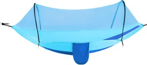 Full Coverage Zippered Portable Anti-Rollover Mosquito net Hammock with Strong Load-Bearing Capacity, Perfect for Backpacking and Hiking(Blue,260 * 140cm)