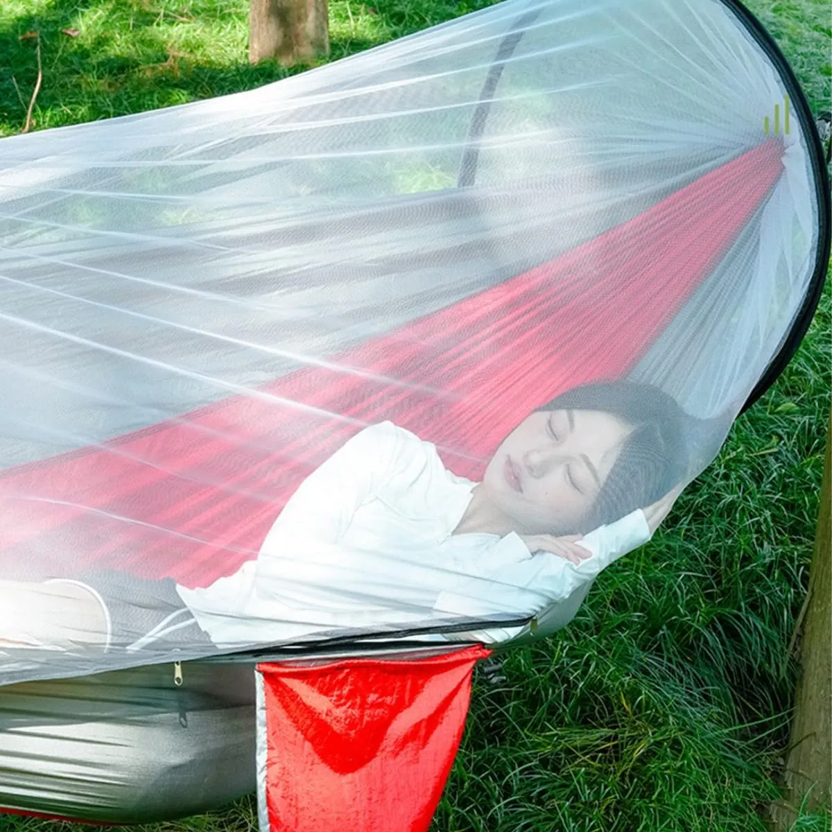 Full Coverage Zippered Portable Anti-Rollover Mosquito net Hammock with Strong Load-Bearing Capacity, Perfect for Backpacking and Hiking(Blue,260 * 140cm)