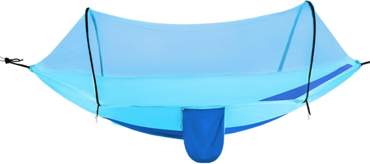 Full Coverage Zippered Portable Anti-Rollover Mosquito net Hammock with Strong Load-Bearing Capacity, Perfect for Backpacking and Hiking(Blue,260 * 140cm)