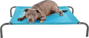 FurHaven Elevated Pet Cots - Cooling & Breathable Nylon Mesh Hammock for Dogs/Easy-to-Assemble / / Durable and Reinforced/Perfect for Rest & Relaxation Outdoors - Capri Blue, Medium