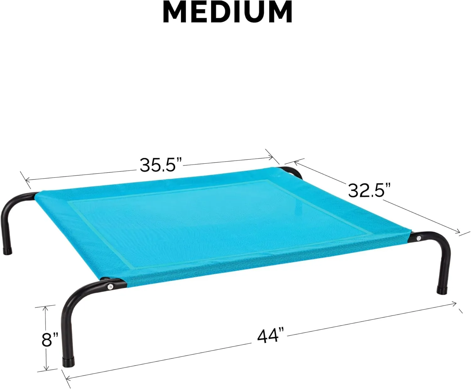 FurHaven Elevated Pet Cots - Cooling & Breathable Nylon Mesh Hammock for Dogs/Easy-to-Assemble / / Durable and Reinforced/Perfect for Rest & Relaxation Outdoors - Capri Blue, Medium