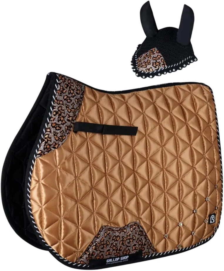 GALLOP Horse Riding Saddle Pad and Bonnet Set - Luxurious Satin Numnah - Horse Saddle Pad