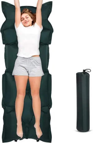 GANAZONO Camping Air Bed 185x60x2.5cm Self Inflating Sleeping Pad Green Comfortable Portable Mattress Pillow