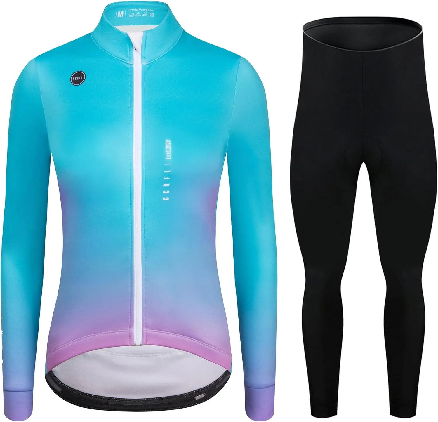 GCRFL Winter Thermal Women's Cycling Jacket Windproof Cold Weather Bike Pants Bicycle Clothing Set Softshell Windbreaker
