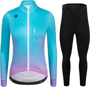 GCRFL Winter Thermal Women's Cycling Jacket Windproof Cold Weather Bike Pants Bicycle Clothing Set Softshell Windbreaker