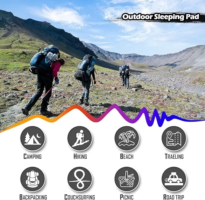 GGOV Camping Sleeping Pad, Extra Thickness 4 Inch Inflatable Sleeping Mat Lightweight Waterproof Camping with Built-in Pump Air Mattress for Backpacking, Hiking, Tent, Traveling