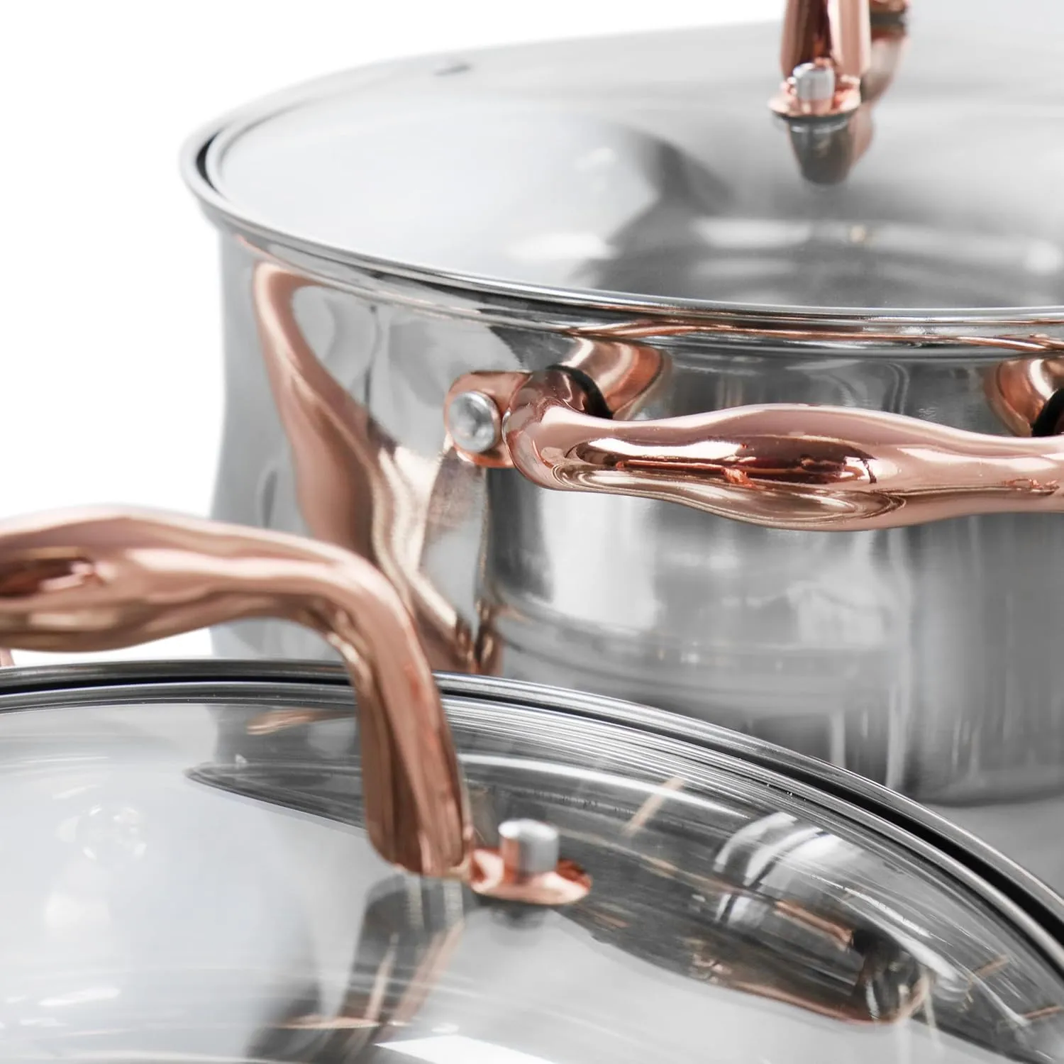 Gibson Home Bransonville 8 Piece Stainless Steel Cookware Set in Chrome and Bronze