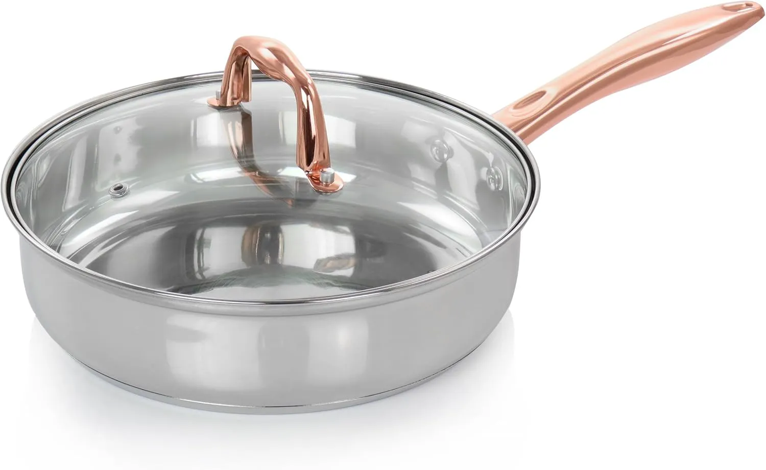 Gibson Home Bransonville 8 Piece Stainless Steel Cookware Set in Chrome and Bronze
