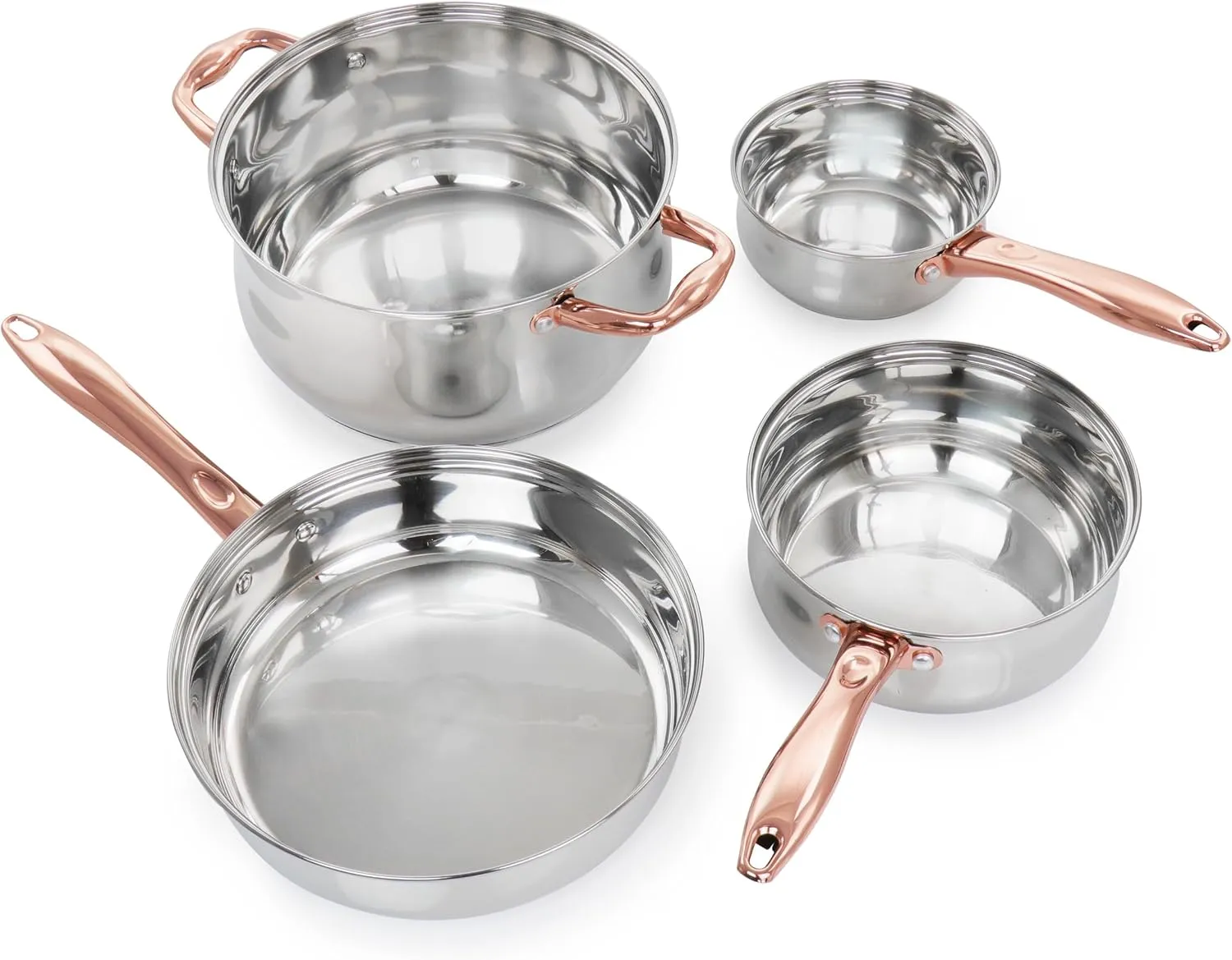 Gibson Home Bransonville 8 Piece Stainless Steel Cookware Set in Chrome and Bronze