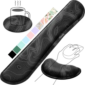 Gimars Upgrade Enlarge Silky Gel Memory Foam Wrist Rest for Computer Keyboard, Mouse, 3 PCS, Ergonomic Keyboard Wrist Rest for Typing Pain Relief, Mousepad Rests, Wrist Support, Office, Map Pattern