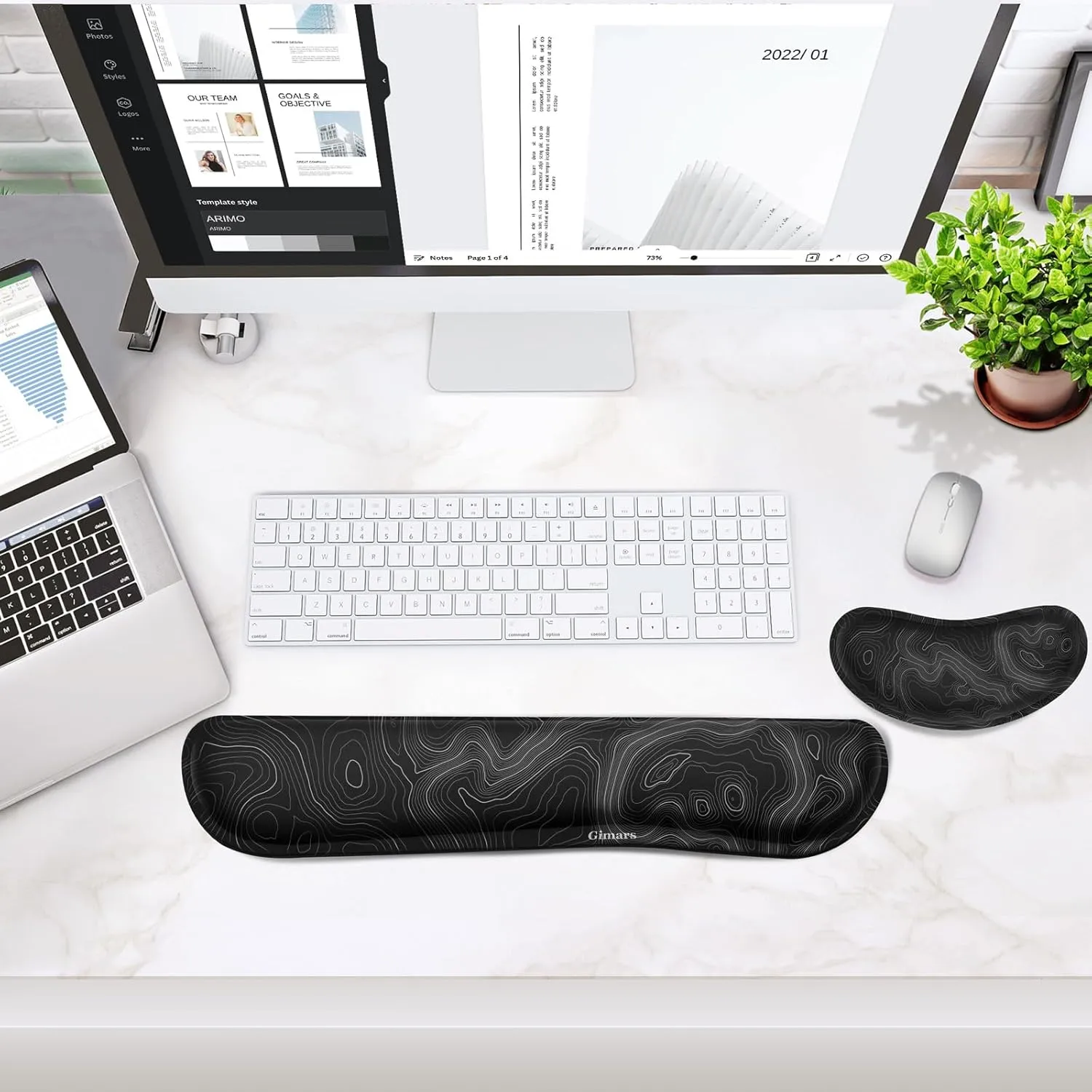 Gimars Upgrade Enlarge Silky Gel Memory Foam Wrist Rest for Computer Keyboard, Mouse, 3 PCS, Ergonomic Keyboard Wrist Rest for Typing Pain Relief, Mousepad Rests, Wrist Support, Office, Map Pattern