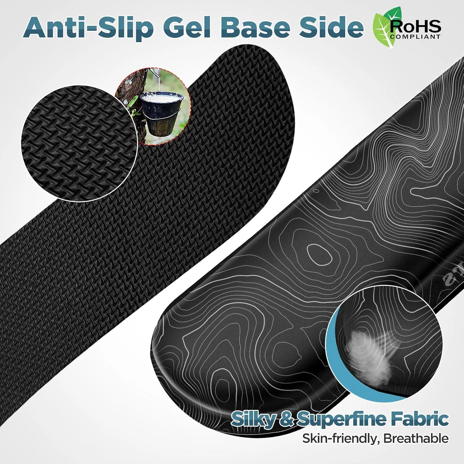 Gimars Upgrade Enlarge Silky Gel Memory Foam Wrist Rest for Computer Keyboard, Mouse, 3 PCS, Ergonomic Keyboard Wrist Rest for Typing Pain Relief, Mousepad Rests, Wrist Support, Office, Map Pattern